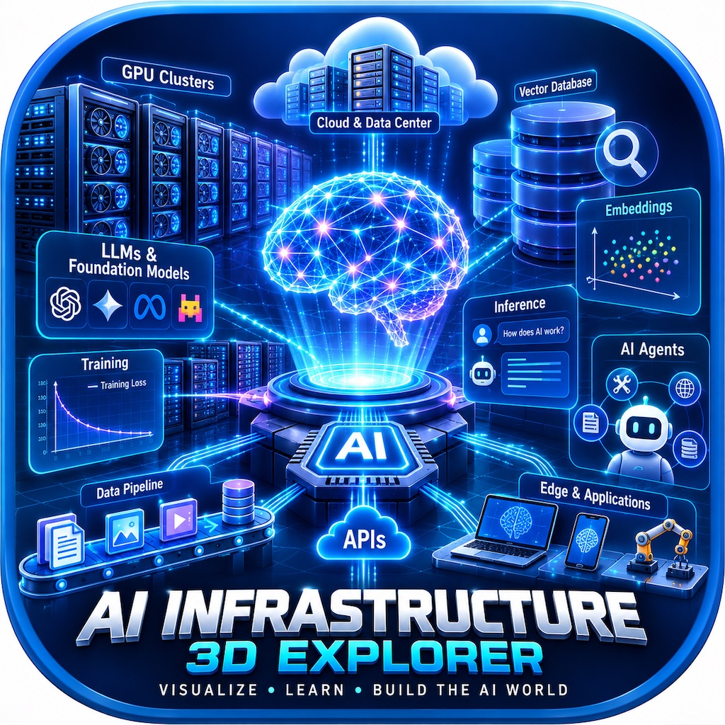 AI Infrastructure 3D Explorer app screenshot