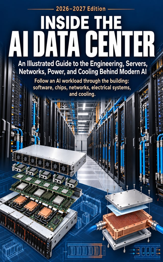 Inside the AI Data Center: An Illustrated Guide to the Engineering, Servers, Networks, Power, and Cooling Behind Modern AI — book cover