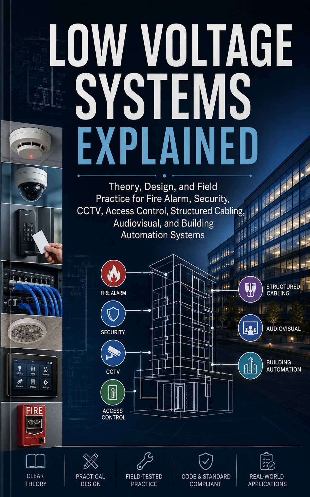 Low Voltage Systems Explained: Theory, Design, and Field Practice for Fire Alarm, Security, CCTV, Access Control, Structured Cabling, Audiovisual, and Building Automation Systems — book cover