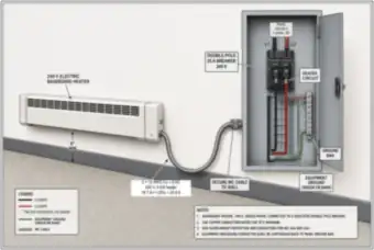 240 V Baseboard Heater Circuit: Breaker, MC Cable and Grounding (thumbnail)