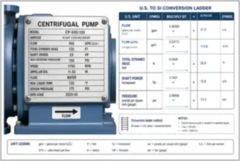 Centrifugal Pump Nameplate and U.S.-to-SI Conversion Ladder (thumbnail)