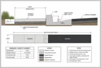 Street Sidewalk and Curb Section — thumbnail