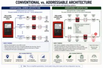 Conventional vs. Addressable Fire Alarm Architecture (thumbnail)