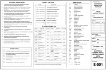 Electrical General Notes, Legend, Symbol List and Abbreviations (thumbnail)