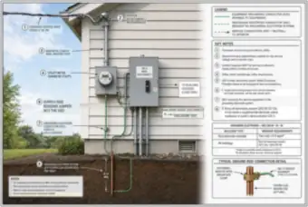 House Service Entrance: Weatherhead, Meter, Disconnect and Grounding Electrode (thumbnail)