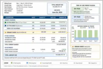 Monthly Electricity Bill: Time-of-Use Energy and Demand Charges (thumbnail)