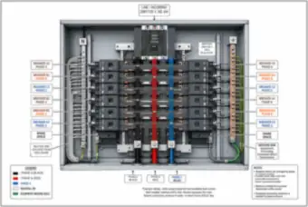 Panelboard Interior: Bus, Breakers, Neutral and Ground Bars (thumbnail)