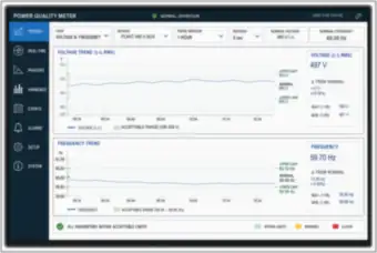 Power Quality Meter Screen: Voltage and Frequency Trends (thumbnail)