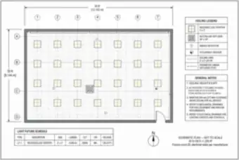 Reflected Ceiling Plan: 40 × 30 ft Office with 28 LED Troffers (thumbnail)