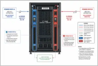 Server Rack with Dual PDUs: 2N Power Paths A and B (thumbnail)