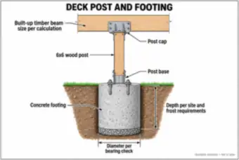 Deck Post and Concrete Footing (thumbnail)