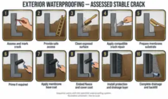 Exterior Waterproofing at a Stable Crack — thumbnail