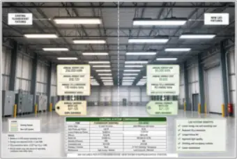 Warehouse Lighting Upgrade: Fluorescent to LED, 69% Savings (thumbnail)