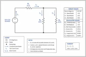 Worked Series-Parallel DC Circuit: 120 V Source (thumbnail)
