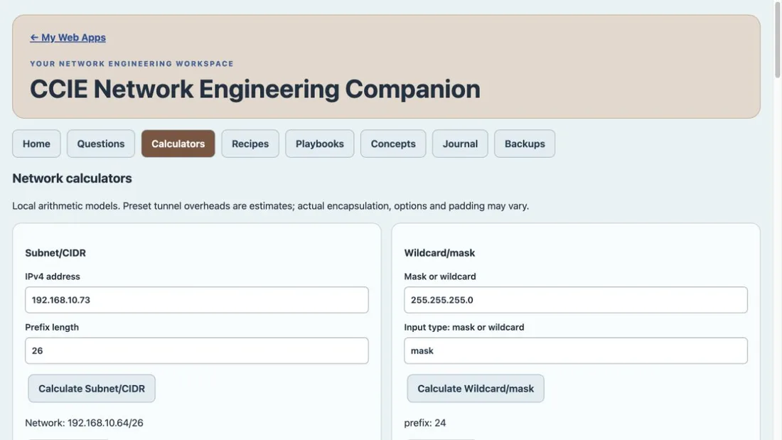 CCIE Network Engineering Companion purchased Web App workspace